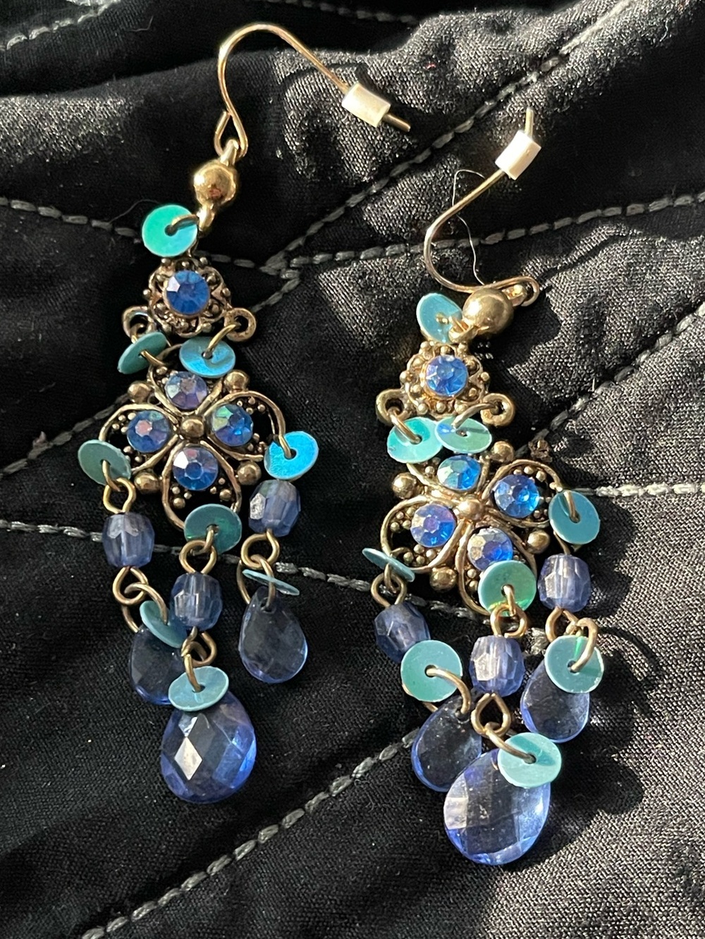 Blue Crystal Dangle Earrings - Branded Fashion Jewelry - customized/ artist made